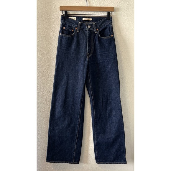 Levi's Denim - Levis Premium Ribcage WIde Leg Jeans Women 24 High Rise Dark Denim 100% Cotton
